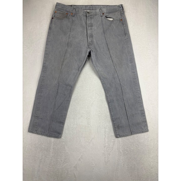Levi's Other - Levis 501 Mens‎ 44x30 Jeans Stitched Crease Grungy Grey Denim Nice Wash